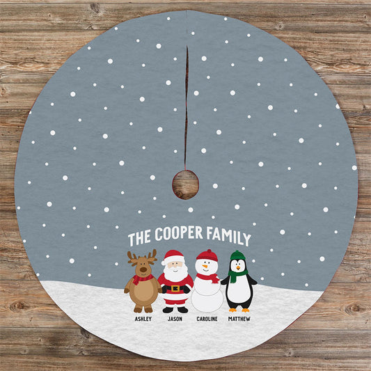 Aperturee - Personalized Santa and Friends Christmas Tree Skirt
