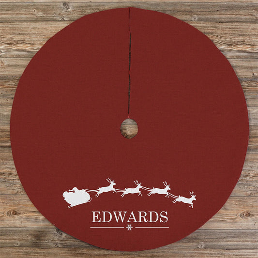 Aperturee - Personalized Santa Sleigh Christmas Tree Skirt