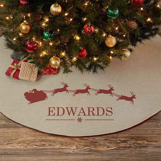 Aperturee - Personalized Santa Sleigh Christmas Tree Skirt