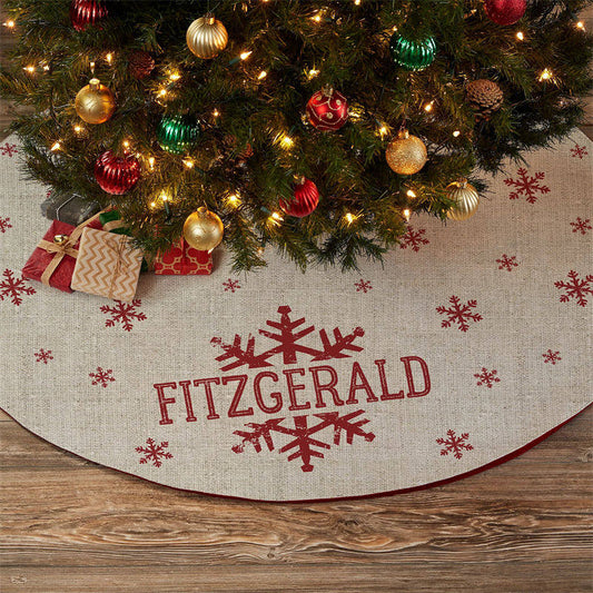 Aperturee - Personalized Stamped Snowflake Christmas Tree Skirt
