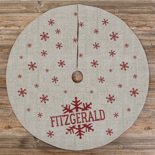 Aperturee - Personalized Stamped Snowflake Christmas Tree Skirt