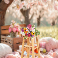 Aperturee - Picnic Floral Grass Bokeh Spring Photo Backdrops