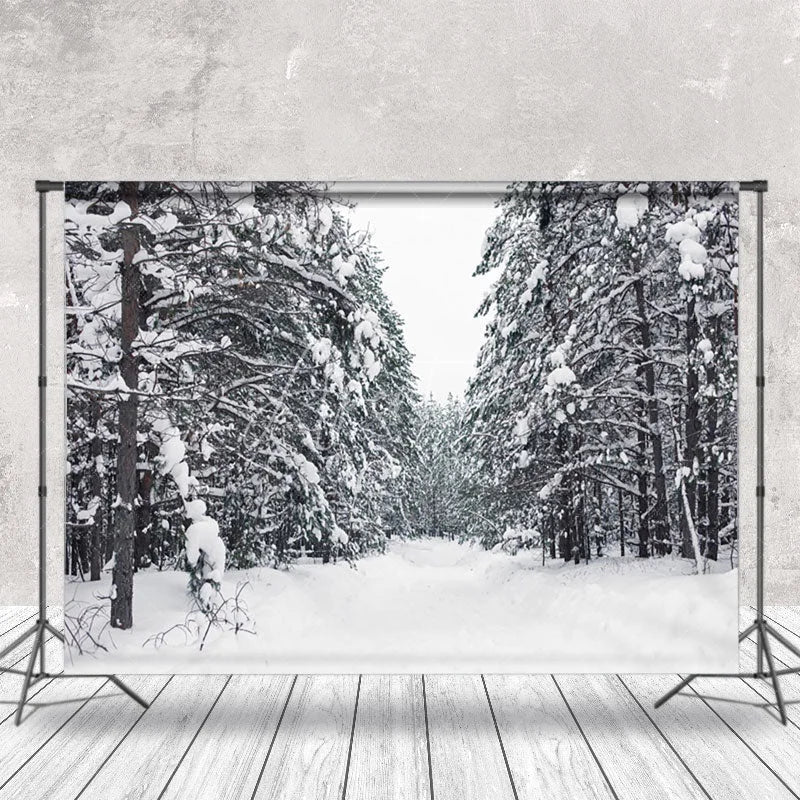 Aperturee - Pine Forest After Heavy Snow Winter Photo Backdrop