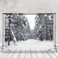 Aperturee - Pine Forest After Heavy Snow Winter Photo Backdrop