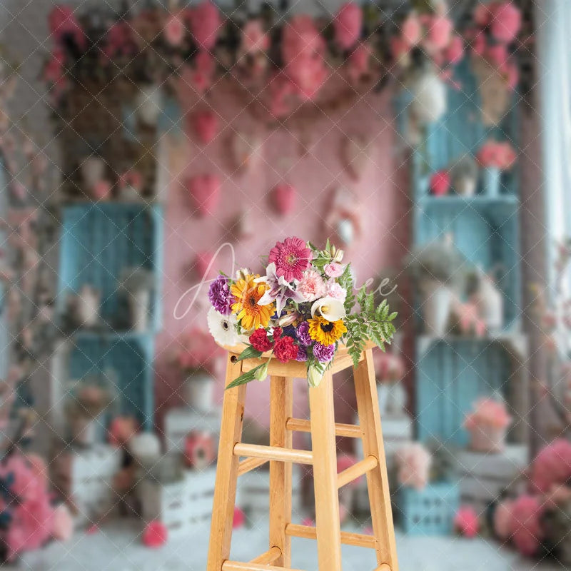 Aperturee - Pink And Blue Wall Love Hearts Valentine¡¯s Day Backdrop