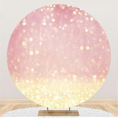 Aperturee Pink And Gold Glitter Bokeh Baby Shower Round Backdrop