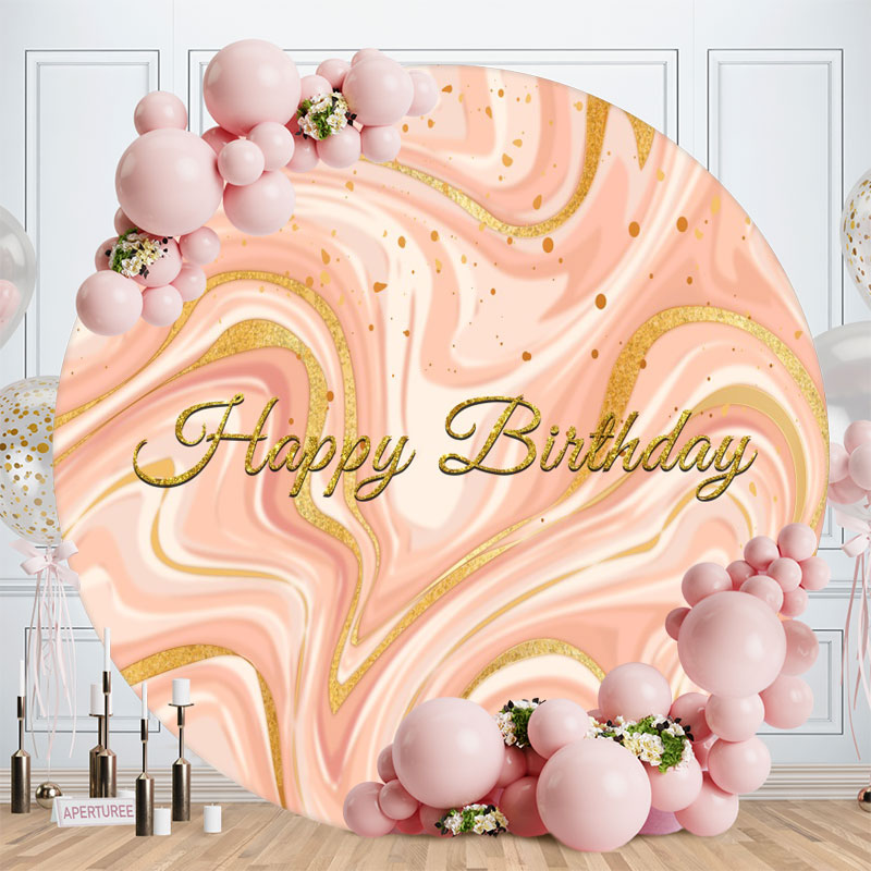 Aperturee - Pink And Gold Glitter Round Birthday Backdrop