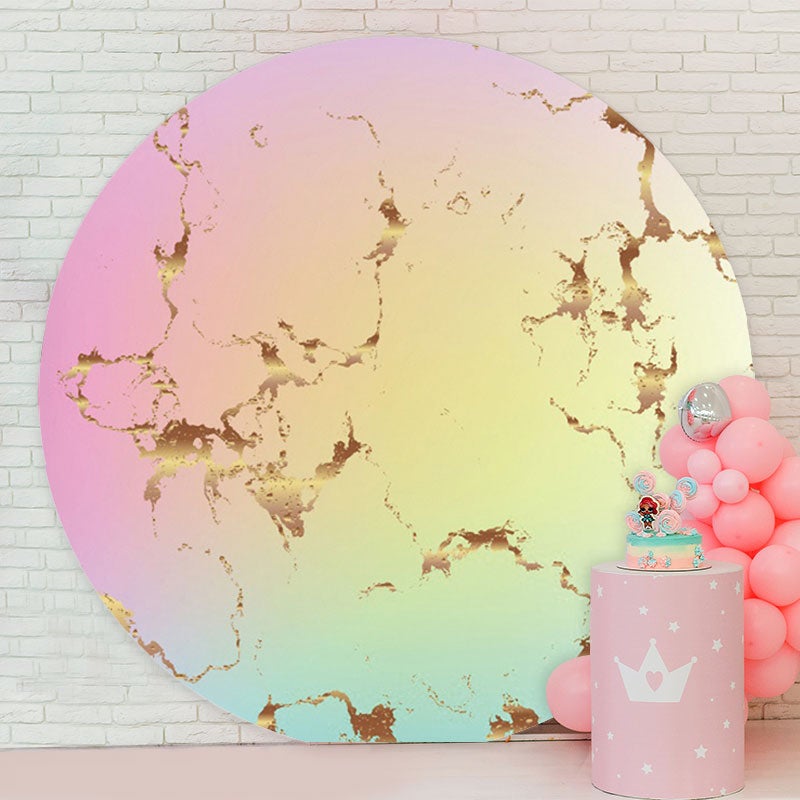 Aperturee - Pink And Yellow Circle Happy Birthday Backdrop