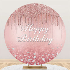 Aperturee Pink Bokeh Glitter Diamonds Happy Birthday Backdrop