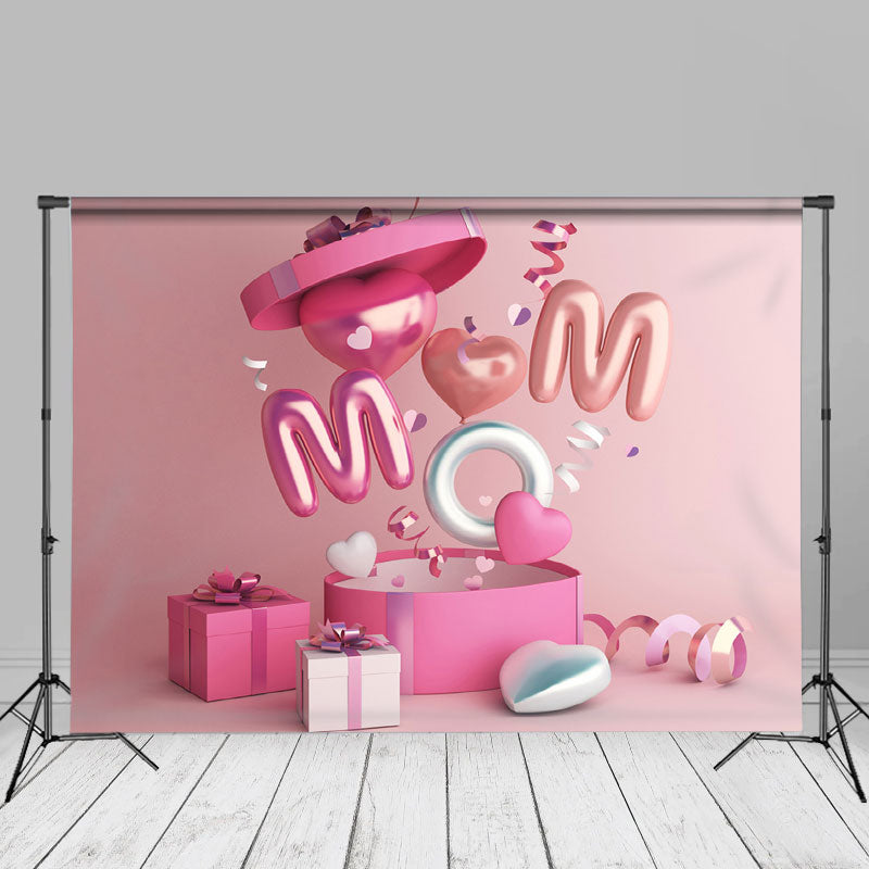 Aperturee - Pink Boxes Balloon Happy Mothers Day Party Backdrop