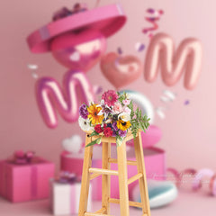 Aperturee - Pink Boxes Balloon Happy Mothers Day Party Backdrop