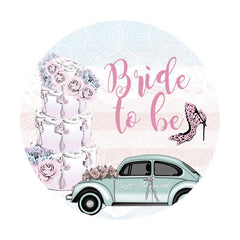 Aperturee - Pink Cake And Heels Round Happy Wedding Backdrop