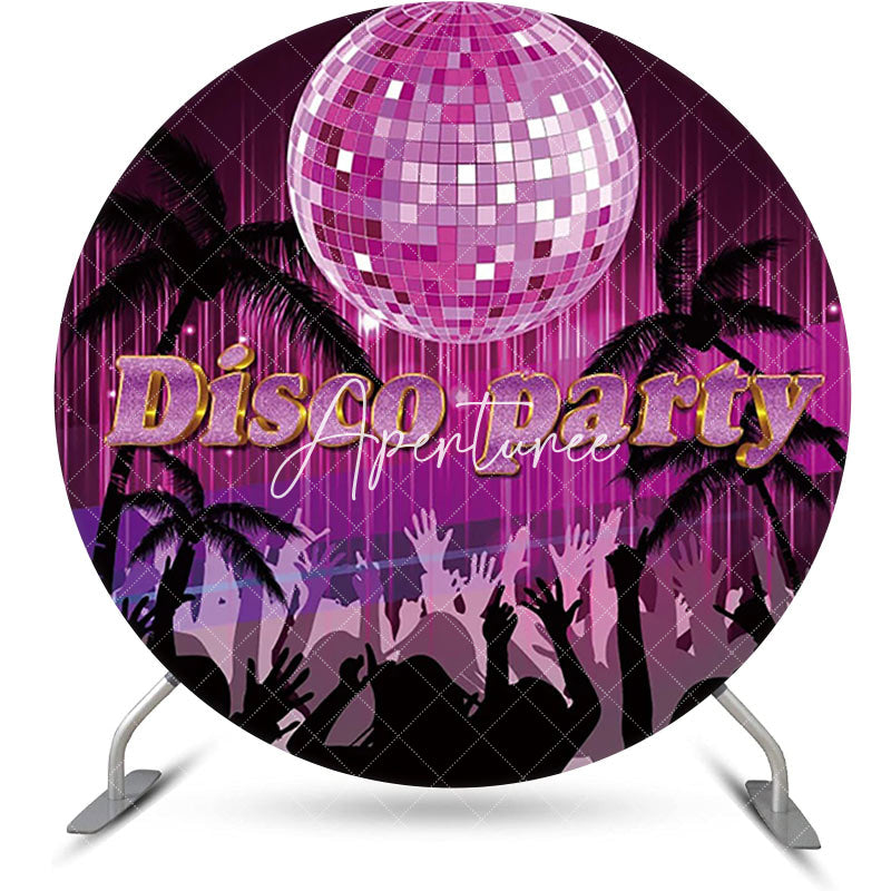 Aperturee - Pink Crystal Ball Trees Round Disco Party Backdrop