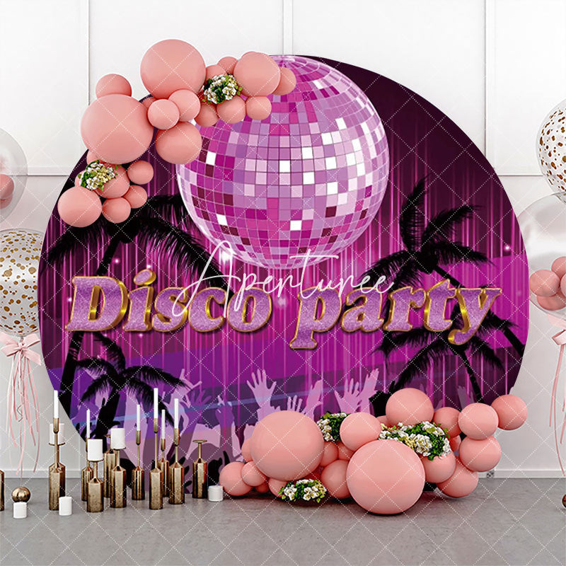 Aperturee - Pink Crystal Ball Trees Round Disco Party Backdrop