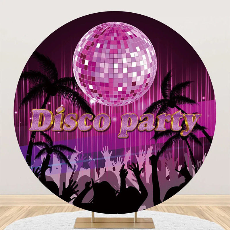 Aperturee - Pink Crystal Ball Trees Round Disco Party Backdrop