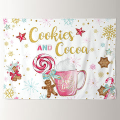 Aperturee - Pink Cup Cookies Cocoa Ginger Christmas Backdrop