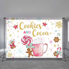 Aperturee - Pink Cup Cookies Cocoa Ginger Christmas Backdrop