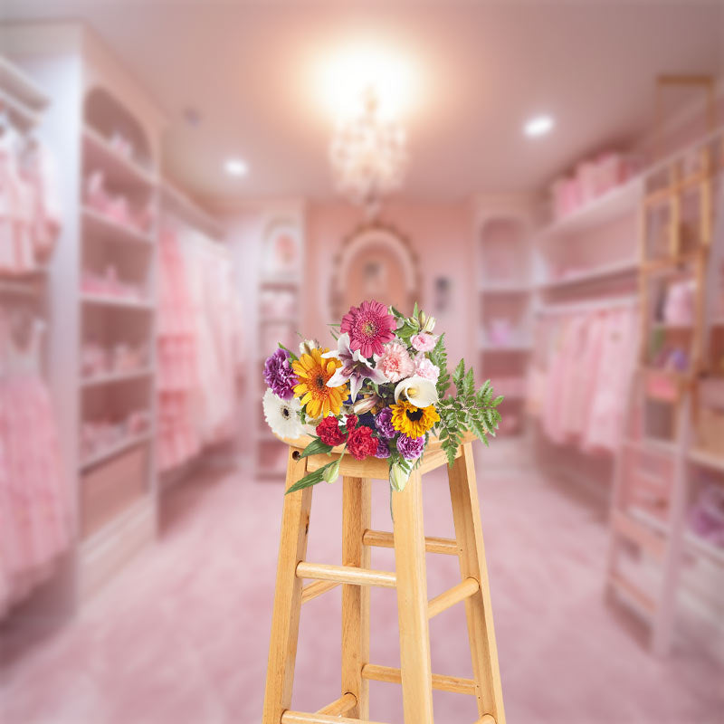 Aperturee - Pink Dress Room Birthday Backdrop For Photography