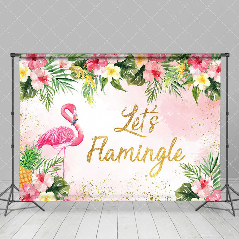 Aperturee - Pink Flame Bird Monstera Tropical Dance Backdrop