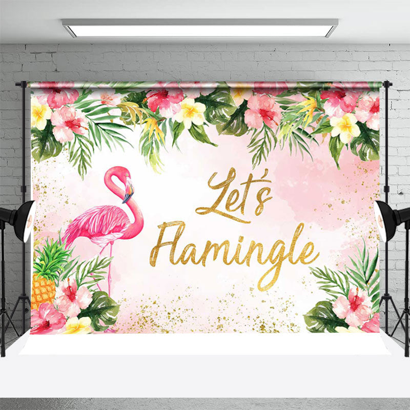 Aperturee - Pink Flame Bird Monstera Tropical Dance Backdrop