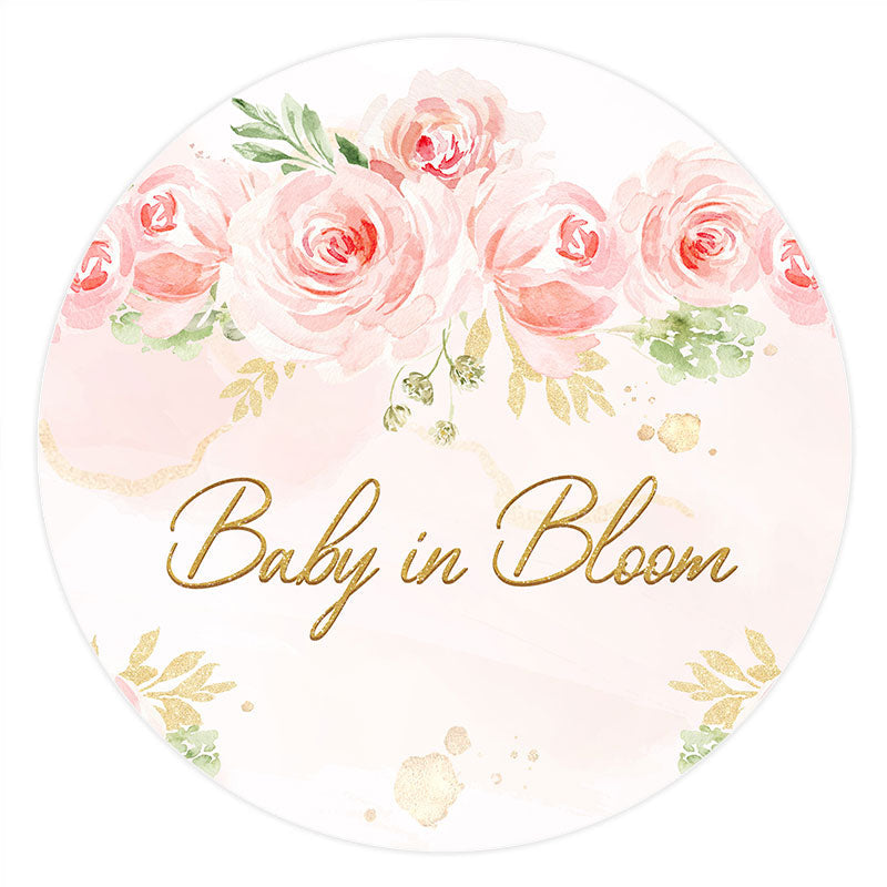 Aperturee - Pink Floral Baby In Bloom Baby Shower Backdrop