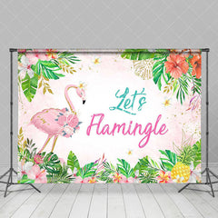 Aperturee - Pink Floral Leaf Flame Bird Tropical Dance Backdrop