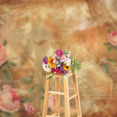 Aperturee - Pink Floral Scratch Wood Fine Art Photography Backdrop