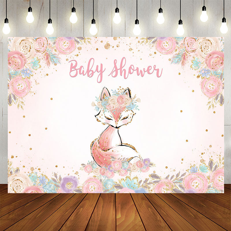 Aperturee - Pink Florals and A Lovely Fox Baby Shower Backdrop