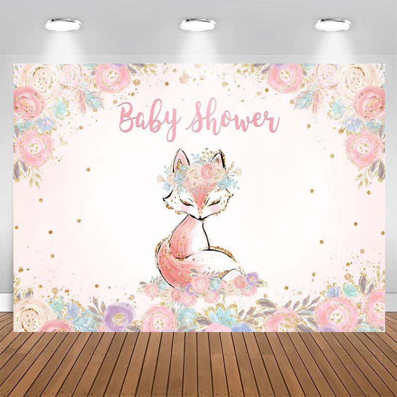 Aperturee - Pink Florals and A Lovely Fox Baby Shower Backdrop