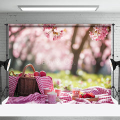 Aperturee - Pink Fruit Basket Cupcake Spring Backdrops For Photo