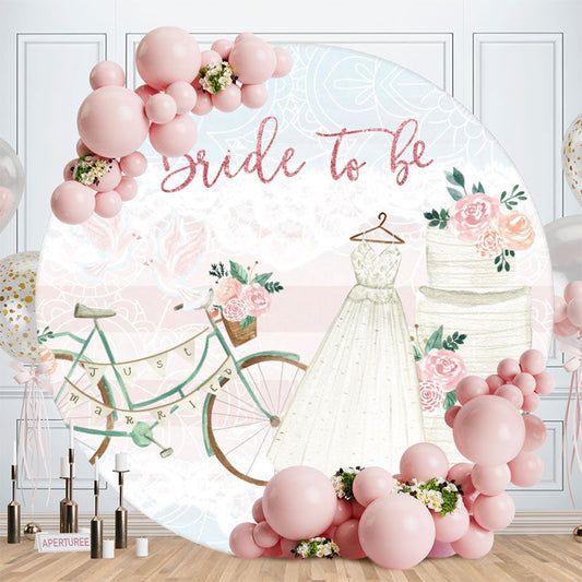 Aperturee - Pink Glitter Bride To Be Round Wedding Backdrop