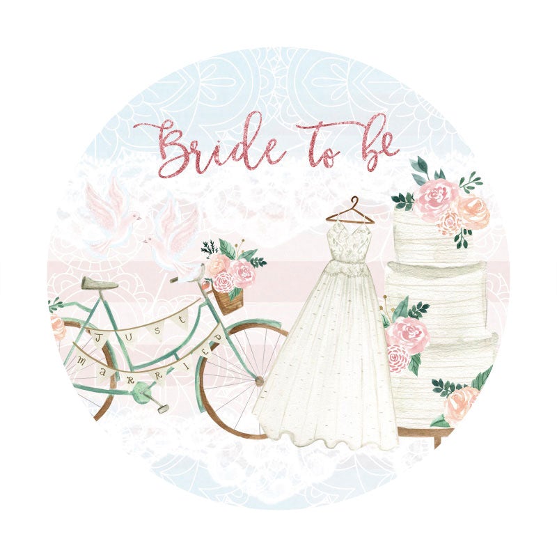 Aperturee - Pink Glitter Bride To Be Round Wedding Backdrop