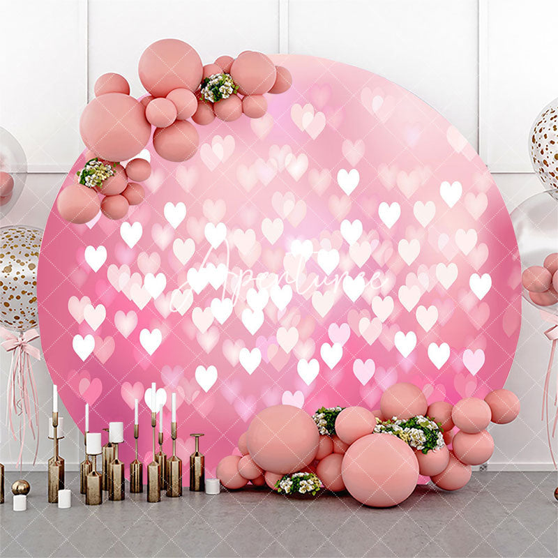 Aperturee Pink Heart Bokeh Circle Valentines Day Backdrop