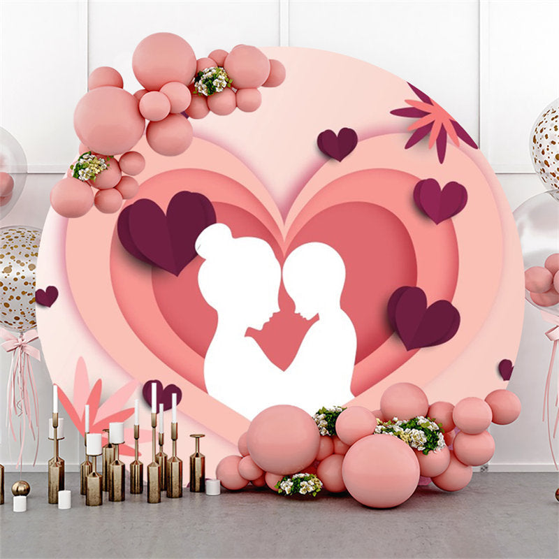 Aperturee - Pink Heart Paper Draw Round Mothers Day Backdrop