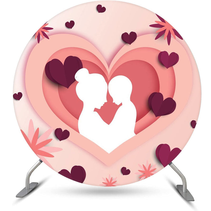 Aperturee - Pink Heart Paper Draw Round Mothers Day Backdrop