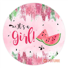 Aperturee - Pink Its A Girl Watermelon Baby Shower Backdrop