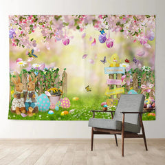 Aperturee - Pink Petals Rabbit Couple In Love Easter Backdrop