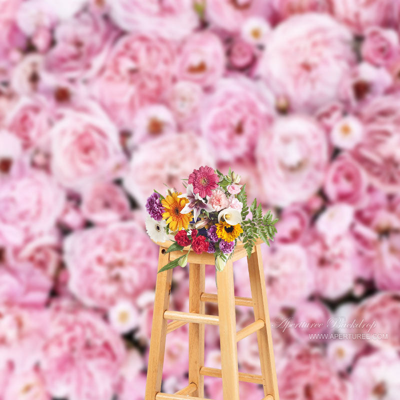 Aperturee - Pink Rose Floral Portrait Photo Studio Backdrop