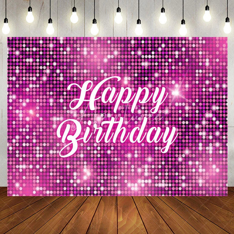 Aperturee - Pink Sparkling Sequin Dance Happy Birthday Backdrop