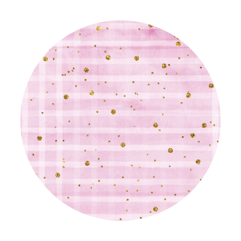 Aperturee - Pink Stripes And Gold Round Birthday Backdrop
