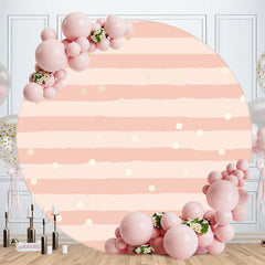 Aperturee - Pink Stripes Round Birthday Backdrop For Girl