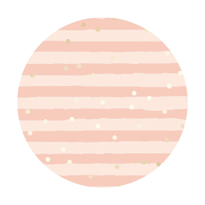 Aperturee - Pink Stripes Round Birthday Backdrop For Girl