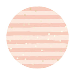 Aperturee - Pink Stripes Round Birthday Backdrop For Girl