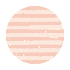 Aperturee - Pink Stripes Round Birthday Backdrop For Girl