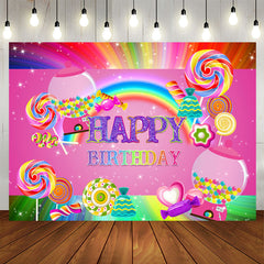 Aperturee - Pink Sweet Candy Girls Happy Birthday Party Backdrop