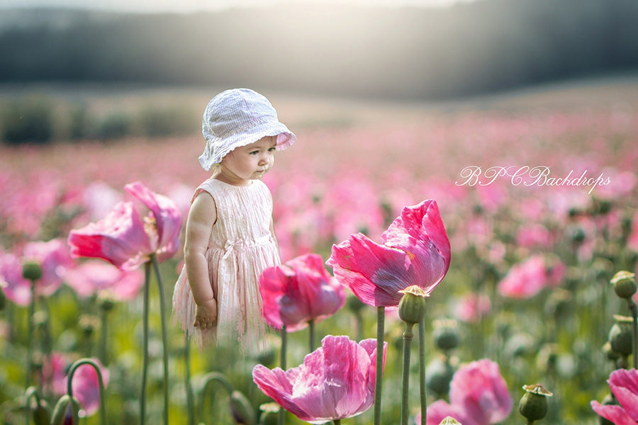 Aperturee - Pink Tulip Field Pink Flowers Portrait Spring Backdrop