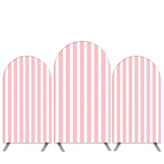 Aperturee Pink With White Stripes Girls Birthday Arch Backdrop Kit Banner