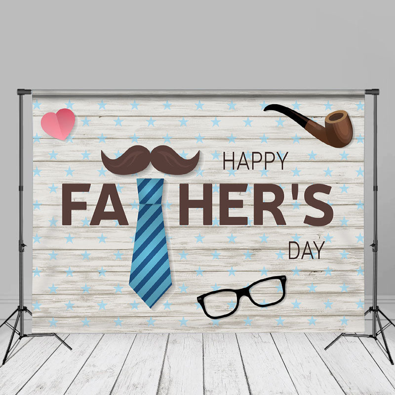 Aperturee - Pipe Tie Beard Stars Fathers Day Picture Backdrop