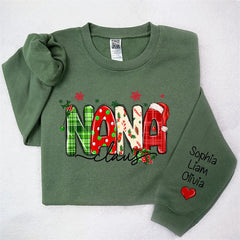 Aperturee - Plaid Nana And Kids Claus Custom Christmas Sweatshirt