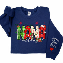 Aperturee - Plaid Nana And Kids Claus Custom Christmas Sweatshirt